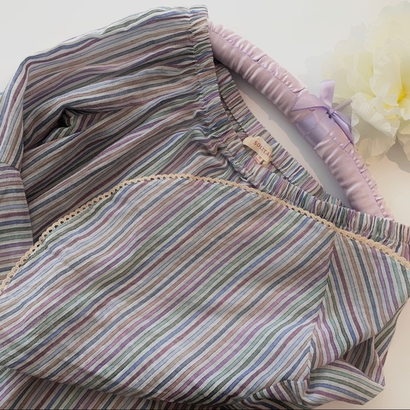 SOLITAIRE RAINBOW STRIPED BELL SLEEVE OFF SHOULDER - Picture 14 of 16